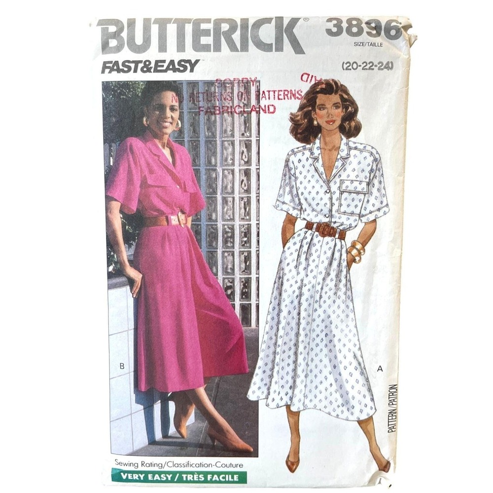 Butterick 3886 Sewing Pattern Misses Petite Top Skirt & Culottes Size 20-24